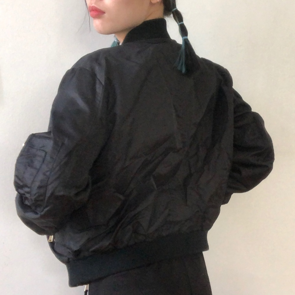 Zara Basic Outerwear Black Bomber Jacket - image 3